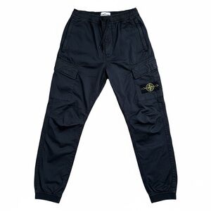 Stone Island Black Cargo Pants with Logo Patch
